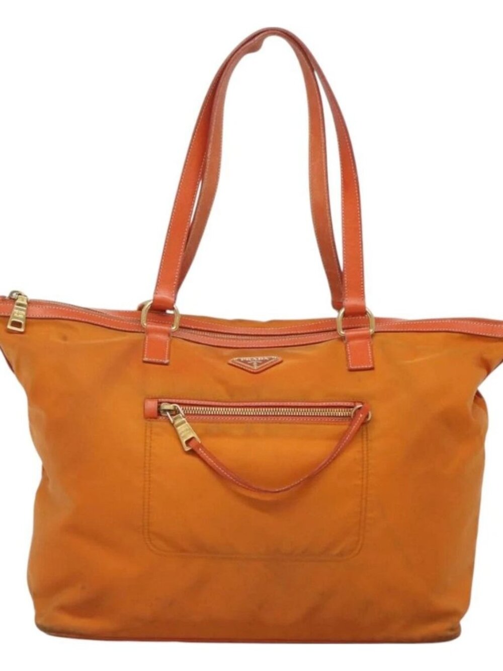 PRADA Tote Bag Nylon 2way Orange Gold Auth ep9199 - Picture 2 of 16